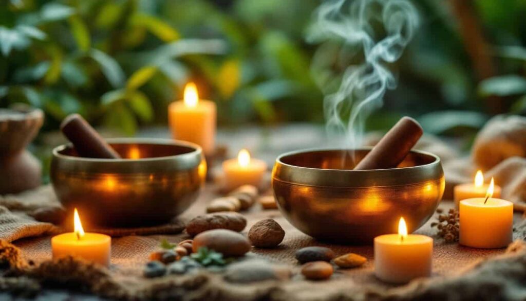 cuencos tibetanos incienso velas piedras